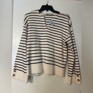 LOFT Black and White Striped Sweater